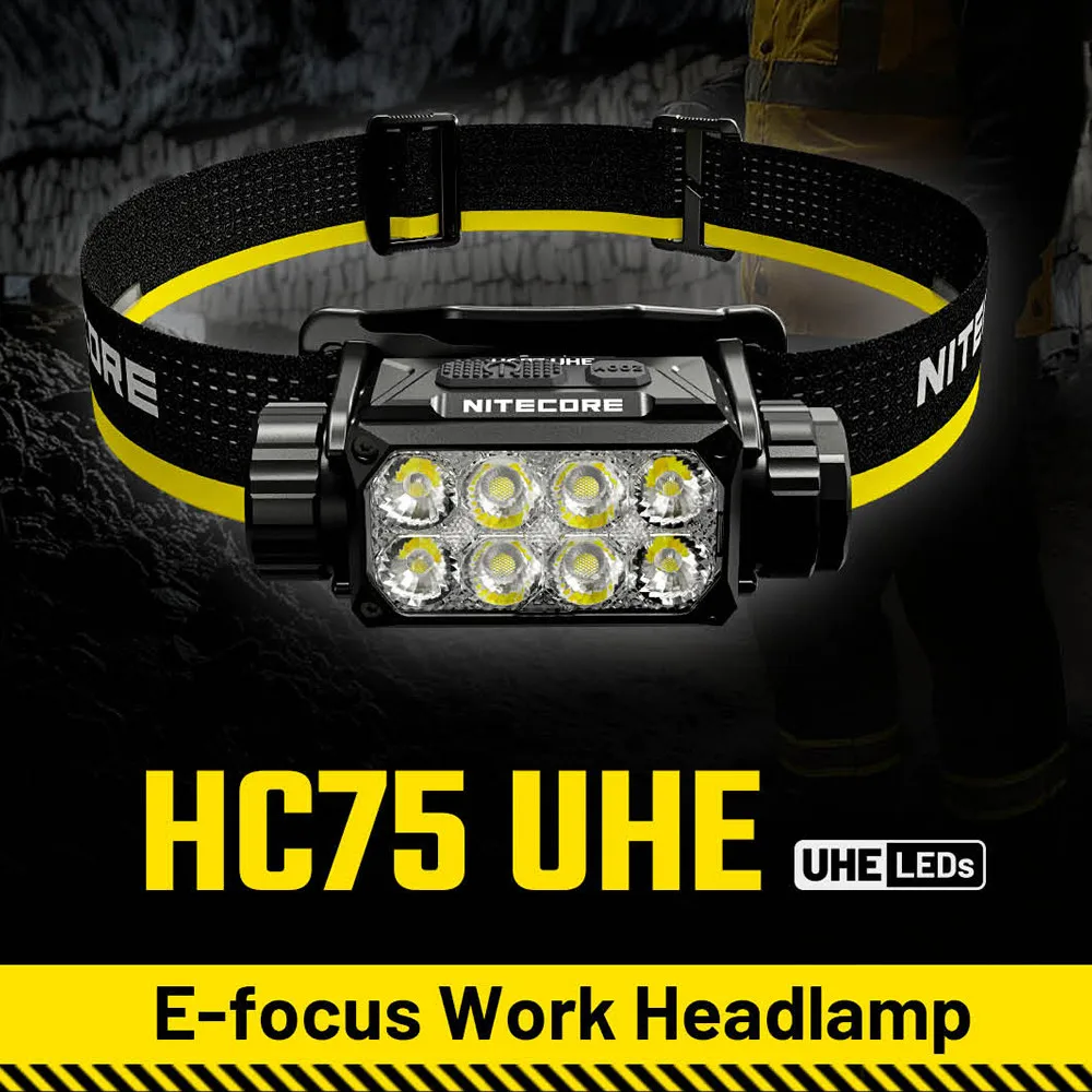 Original Nitecore HC75UHE 3000LM LED Headlight Rechargeable E-focus Adjustment Hiking/Trekking Outdoor Work Maintenance Headlamp
