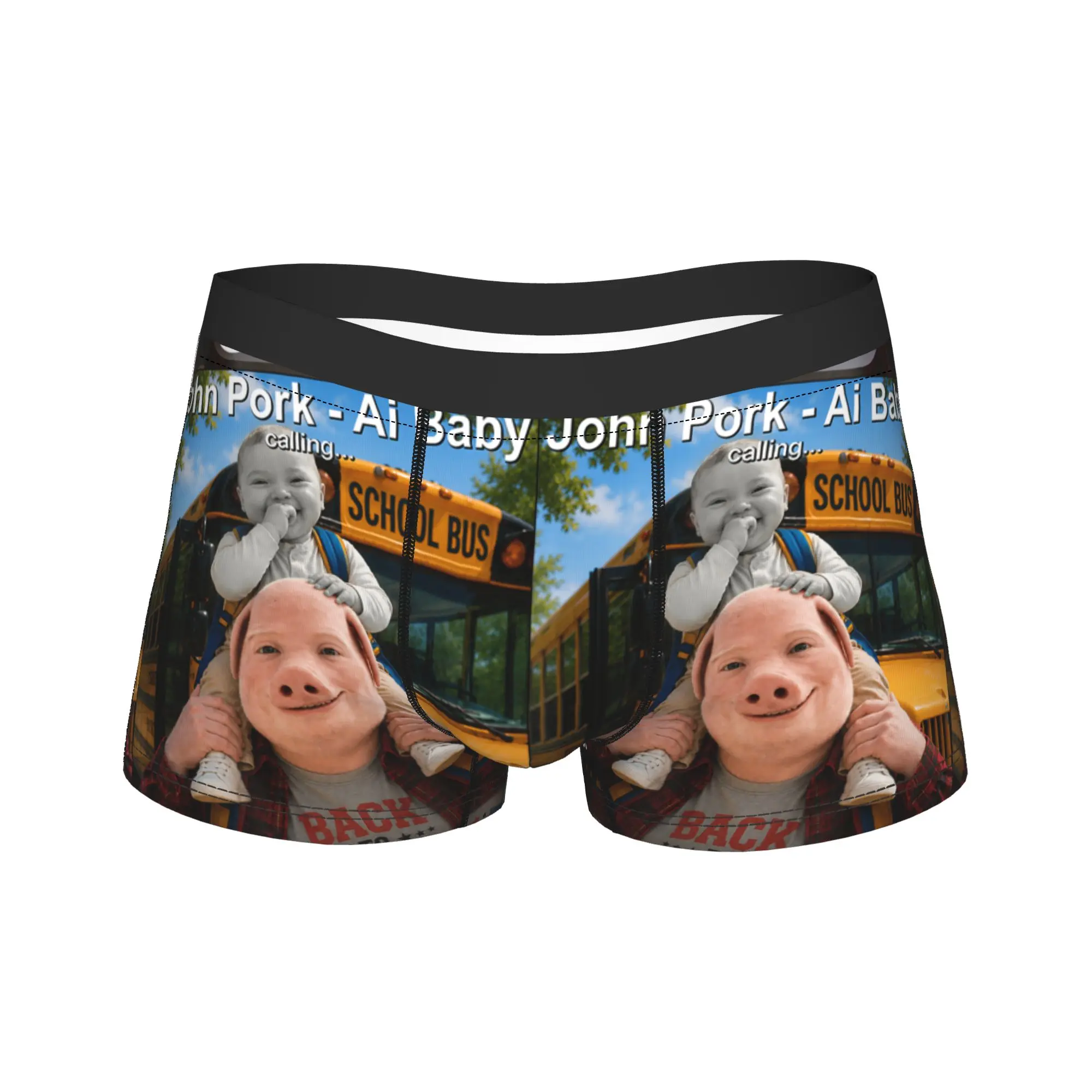 Back to School Day Funny John Pork and Ai Baby is Calling Shorts Briefs Underwear Man Novelty Boxershorts Plus Size Panties