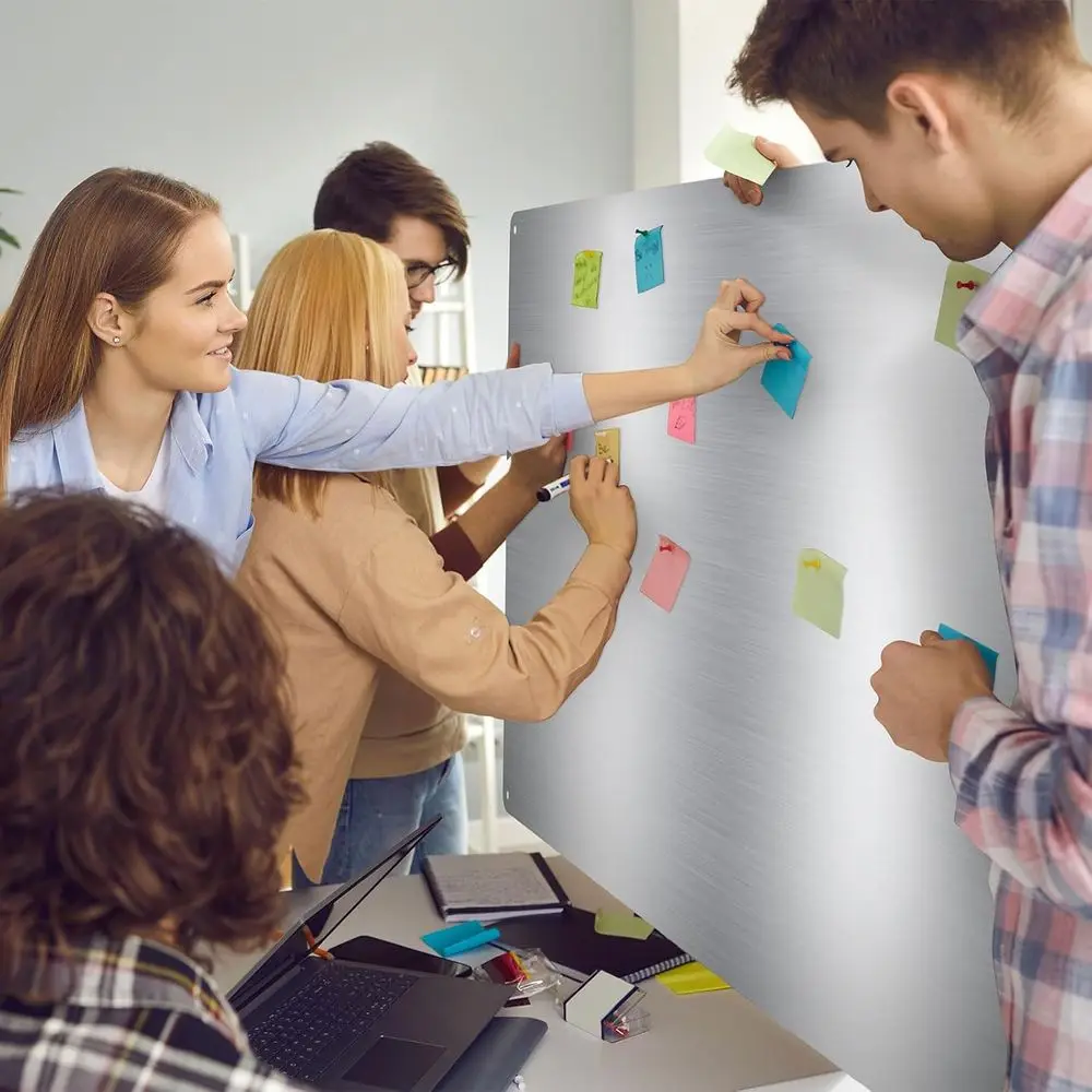 لوح مسح جاف مغناطيسي من الفولاذ المقاوم للصدأ، 30 × 14 بوصة، سهل التركيب للمنزل والمكتب وعرض الثلاجة