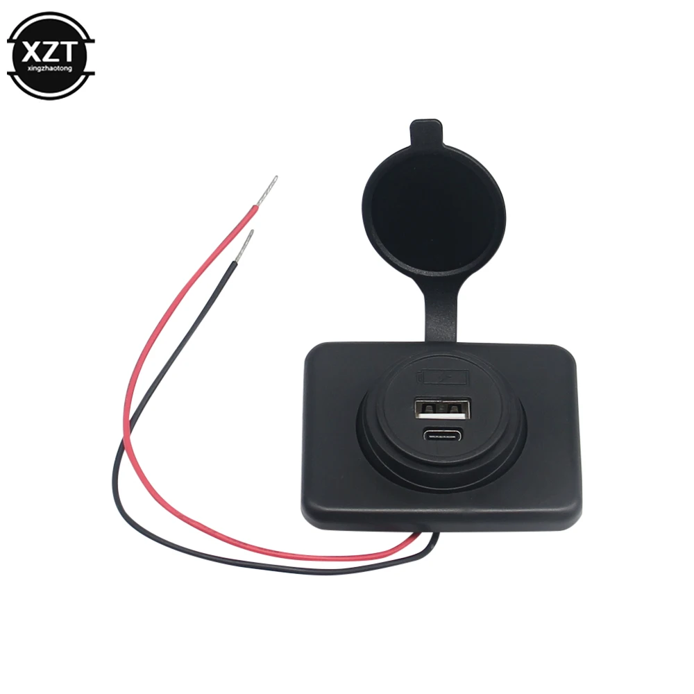 

12-24V 4.2A Type C + USB Charger Power Socket Adapter Charging Panel Mount for Motorbike Car Boat ATV UTV Camper Caravans