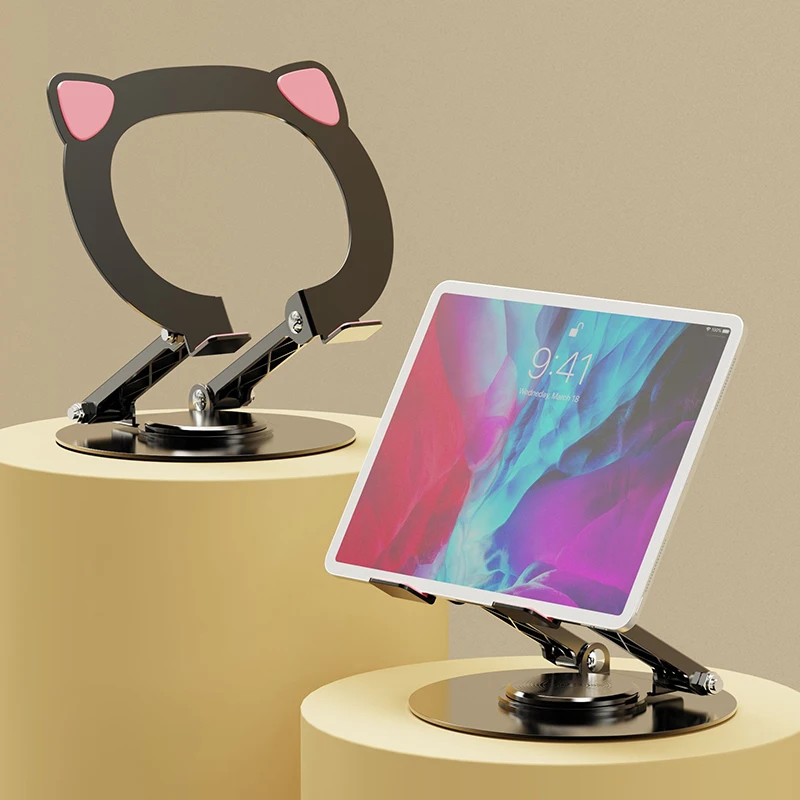 Portable Fold Tablet Holder Cute Cat Ear Desktop Mobile Phone Stand Universal Phone Table Stand Support for iphone For ipad