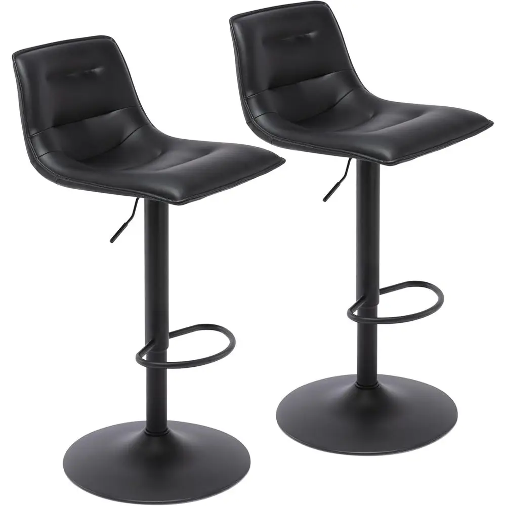 

PU Leather Swivel Bar Stools Set of 2, Counter Height with Back, Armrest, Curved Chairs for Kitchen Dining