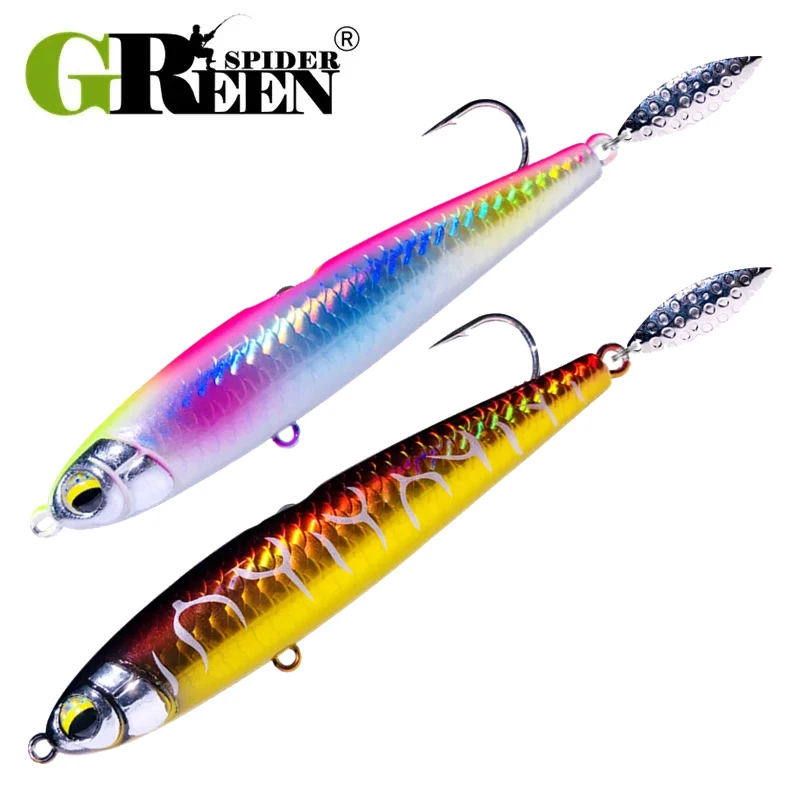 

GREENSPIDER New 80mm 25g 85mm 25g 100mm 30g Spoon Sequins Sinking Pencil Fishing Lure Sea Fishing Bait For Amberjack Mackerel