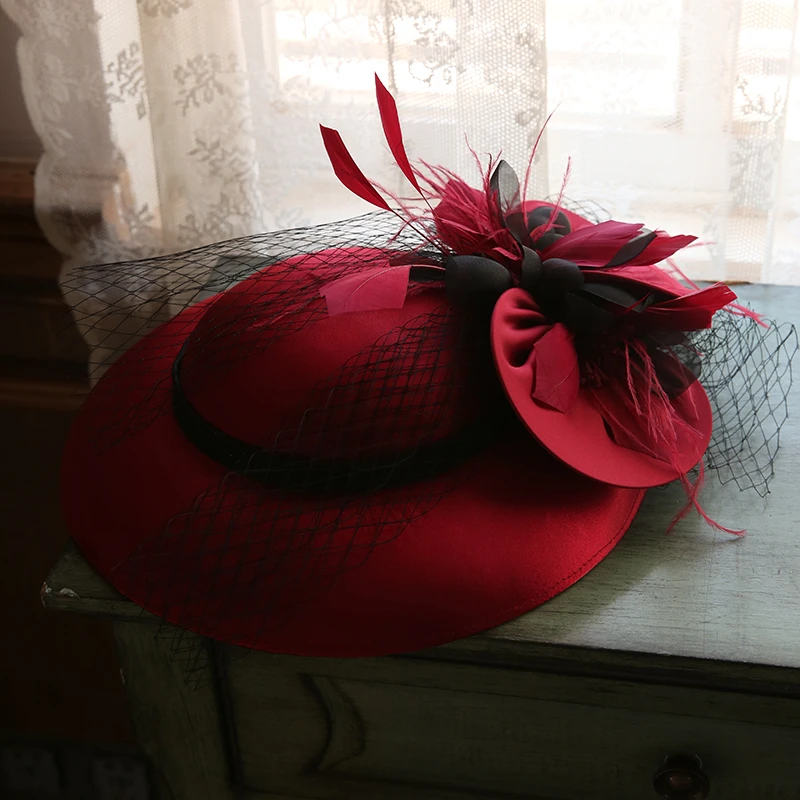 Elegant Women chic Large Brim Sinamay Flower Fascinator Hat Cocktail Wedding Party Church Headpiece Headwear Hair Accessories
