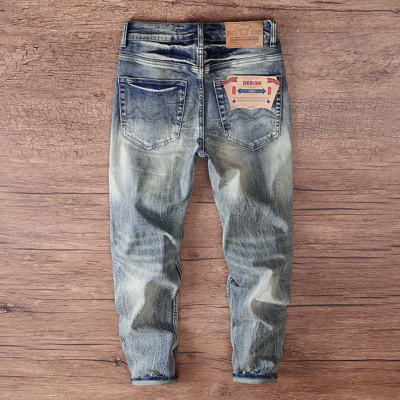 

Spring and Autumn 2025 Trendy Brand High end Men's Cowboy Pants with Hole Patches, Personalized Trendy Slimming Small Leg Pants