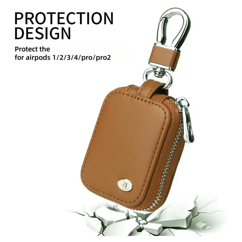 مناسبة لأجهزة Apple Airpods 1 2 3 4 Pro Pro 2 حافظة واقية لسماعات الأذن حافظة جلدية إصدار عالمي مع مشبك معدني