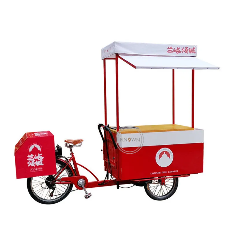 

3 Wheel Electric Scooter Tricycle Adult Customized Red Color Pedal Assist Electric Bike Bicycle Mobile Food Cart for Sale