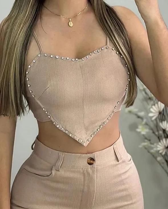 طقم نسائي مكون من قطعتين من حجر الراين طقم توب وسروال قصير موضة الشارع الهيب هوب طقم شورت غير رسمي يتم شحنها خلال 48 ساعة #2