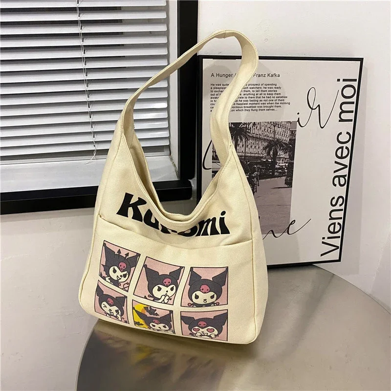 MINISO Disney Serie Cartoon Casual Canvas Bag Cute Snoopy Shoulder Bag Printed Underarm Bag Fashionable Large Capacity Handbag