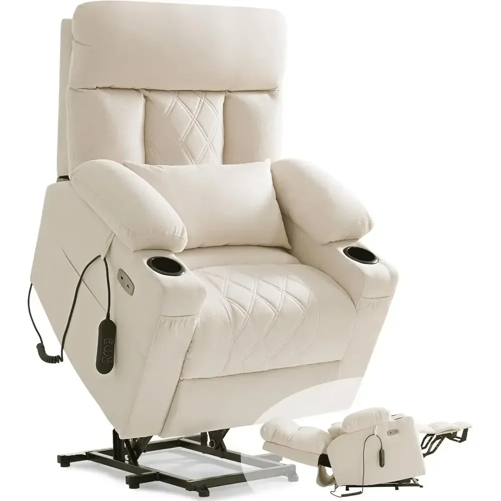 

Extended Footrest Recliner for Elderly, Infinite Position Lay Flat with Massage & Heating, Adjustable Rest, 3-Motor Zero Gravity