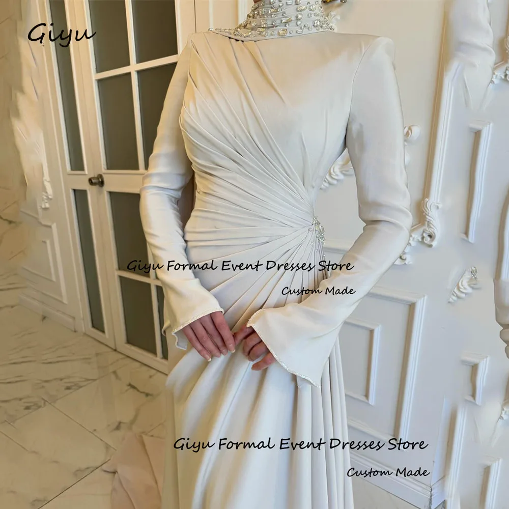 Giyu Elegant Prom Gown for Women Saudi Arabia Pleat Full Sleeve With Shawl Vestidos De Fiesta Elegantes Para Mujer Customized