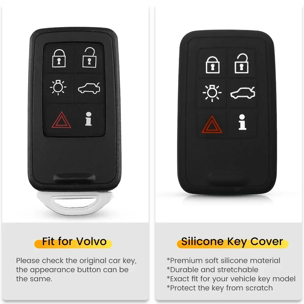 

For Volvo XC60 XC40 S90 V40 XC70 V70 S40 V50 Remote Car Smart Key Fob Cover Case Holder 6 Buttons Silicone Case Cover2028