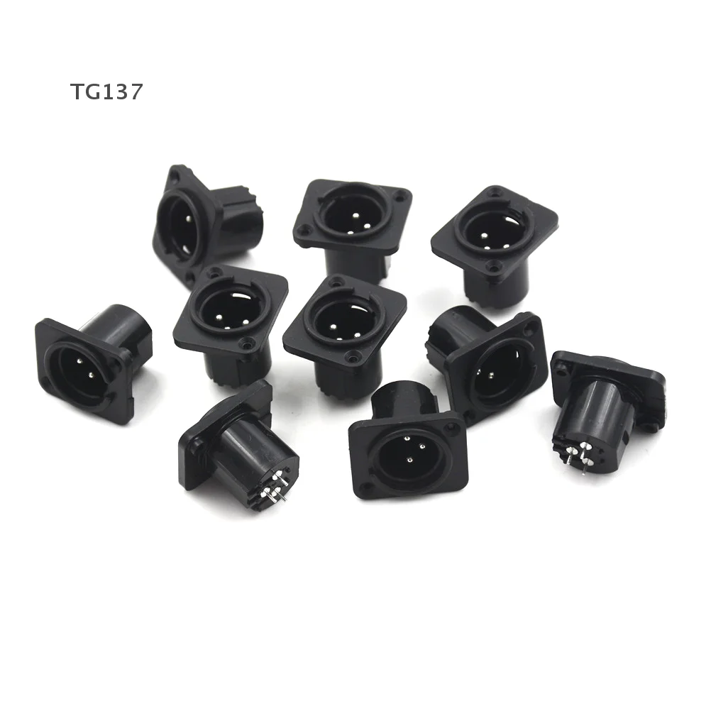 جديد 10 قطعة مقبس الهيكل الذكور 3-Pin XLR جاك لوحة جبل موصل غير الإغلاق #3