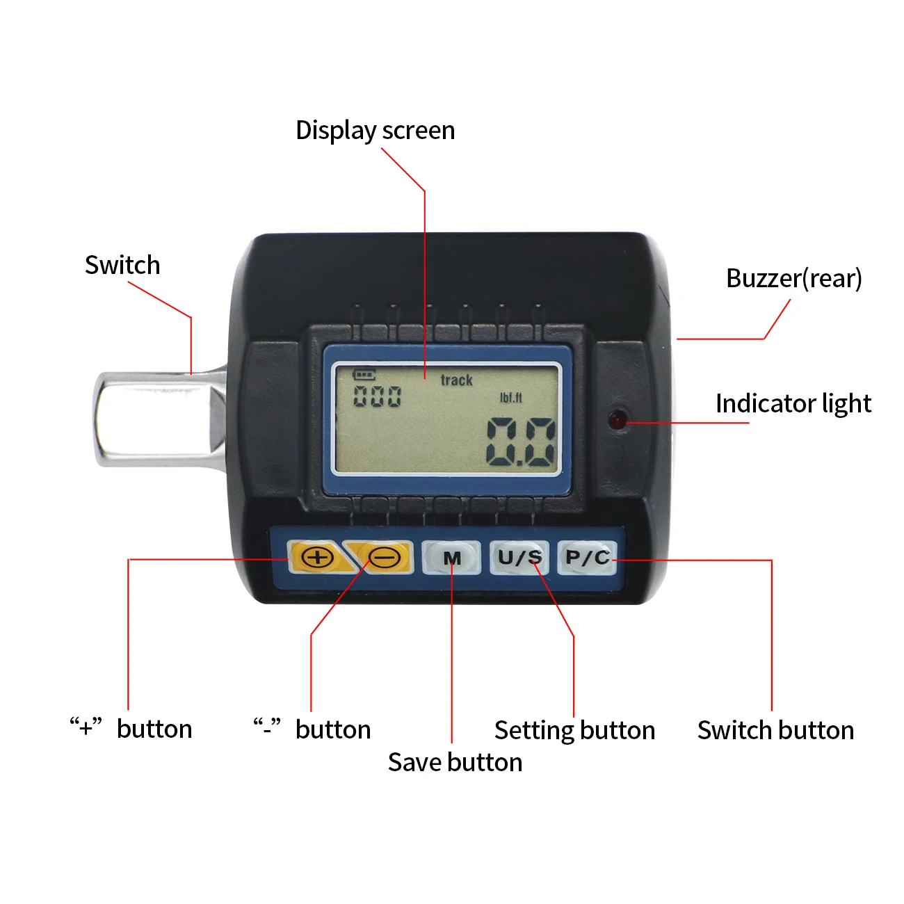 SHAHE Digital Torque Adapter 1/2\