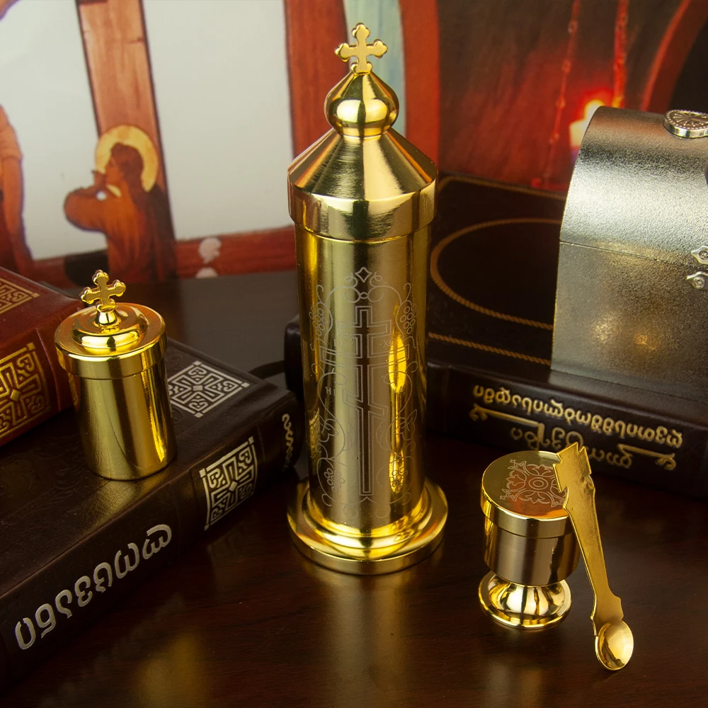 جديد الأرثوذكسية الصليب الكنيسة الشرقية الأرثوذكسية الزيت المقدس المواد الاحتفالية أدوات معدنية الصلاة قلم حبر الذهب تصفيح صندوق هدية #1