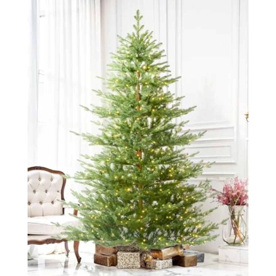 

Pre-lit Christmas Tree 7.5ft Aspen Fir, 750 Warm White and Multi-Color LED Lights, Hinged Holiday Xmas Artificial Tree Festive