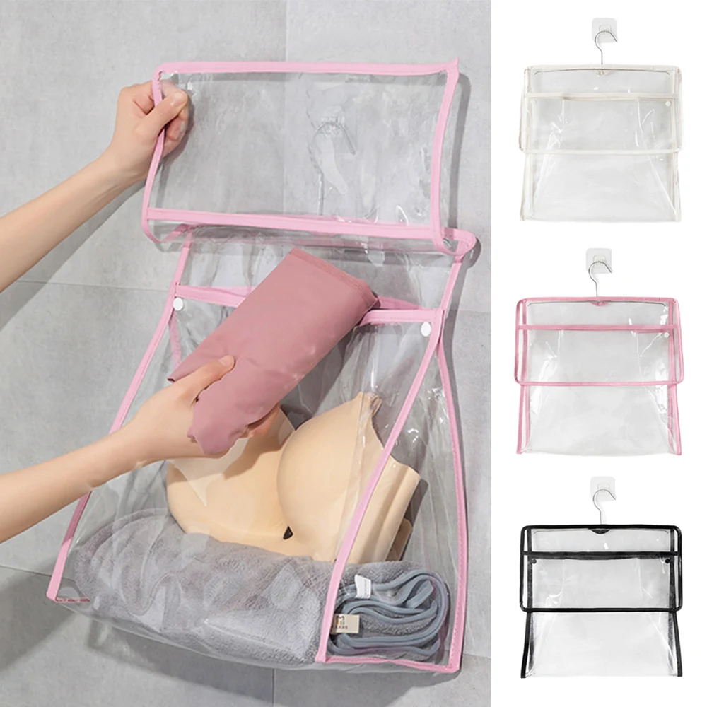 

Transparent Towel Clothes Storage Bag Waterproof Wall Hanging Bag Mobile Phone Bag PVC Toiletries Organizer Dustproof Clear