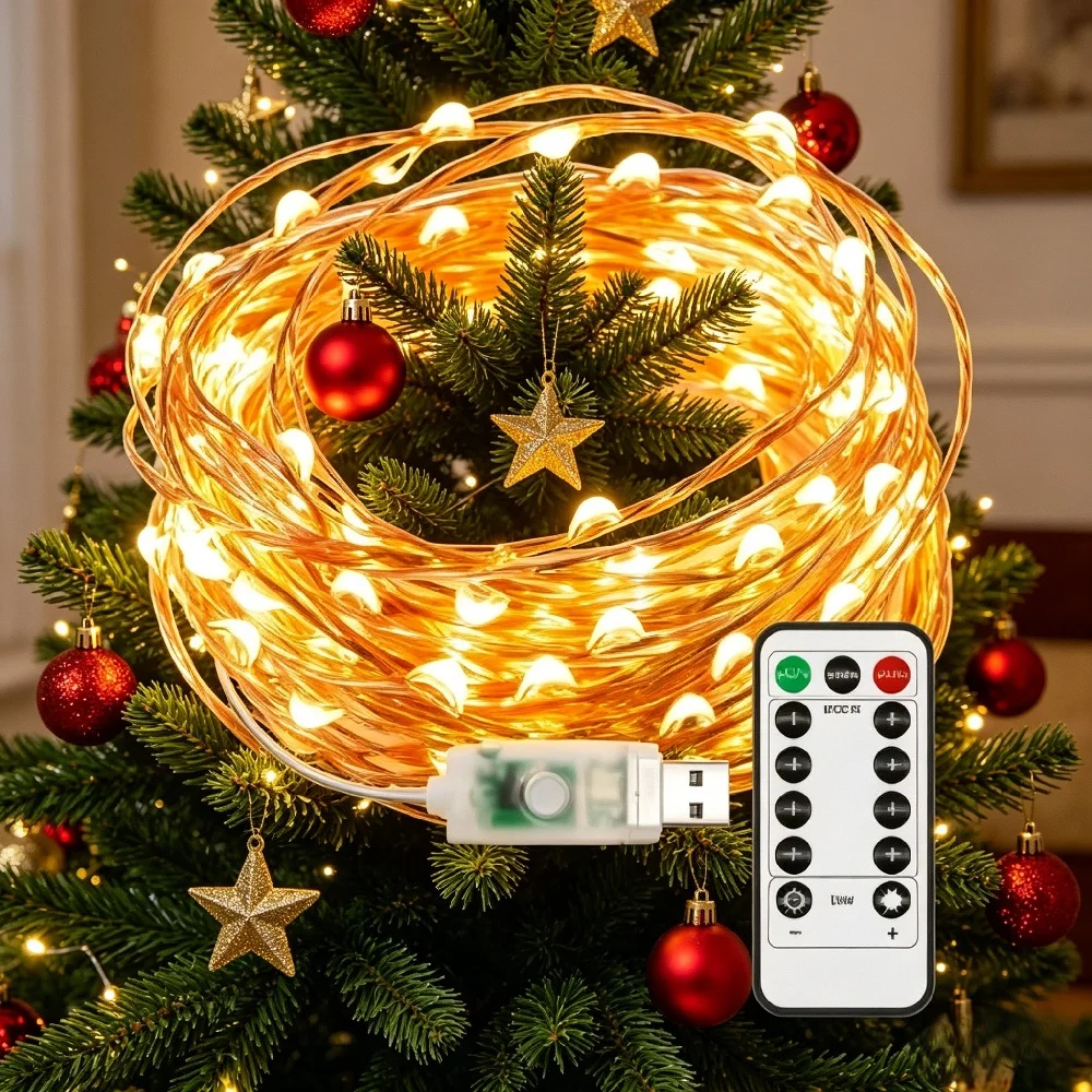 

USB RGB LED Fairy String Lights 8 Modes Waterproof Christmas Indoor Decorations Garland