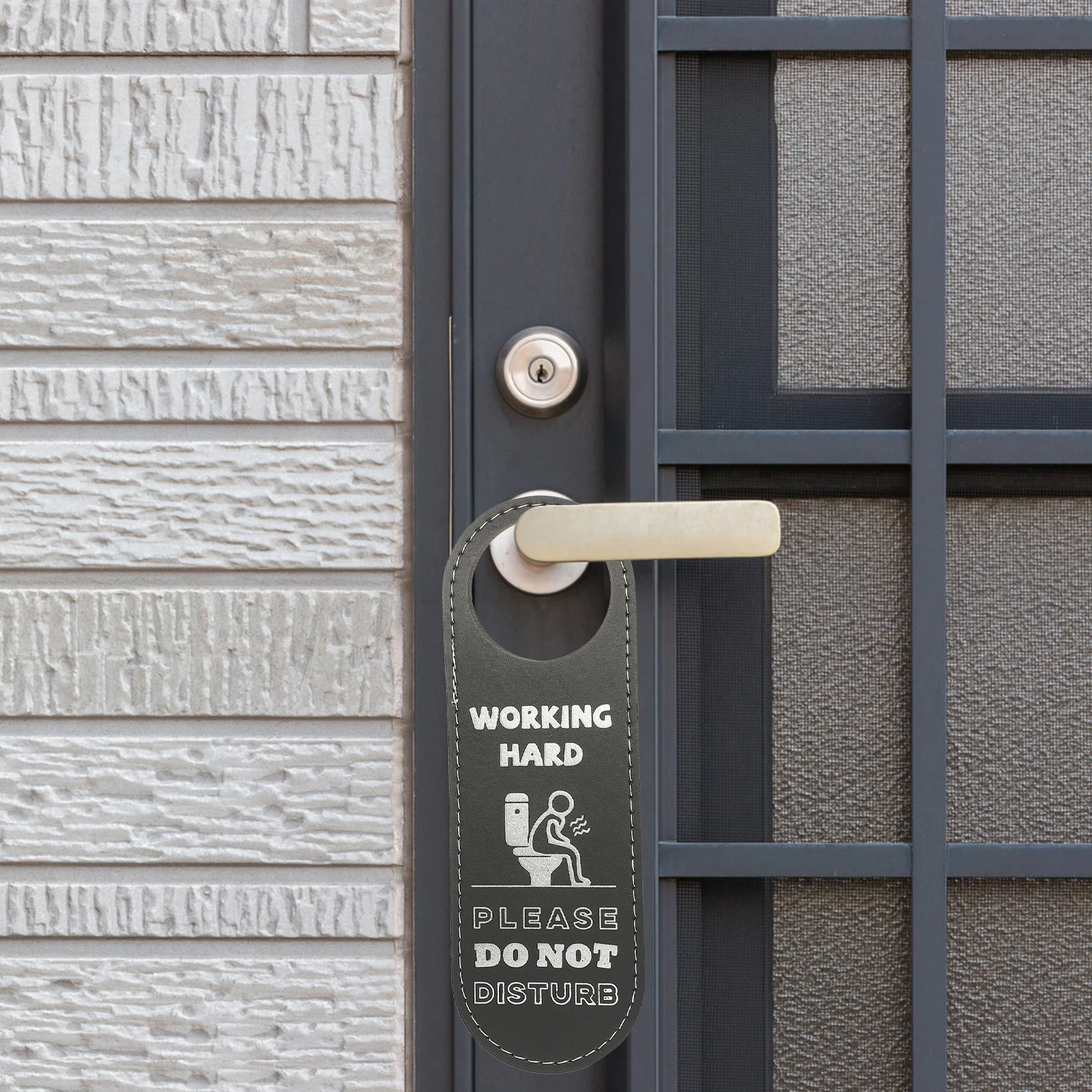 

PU Toilet Door Hanger Sign Washroom Double Sided In Use Vacant Disturb Restroom Decorative Plate Black for Bar