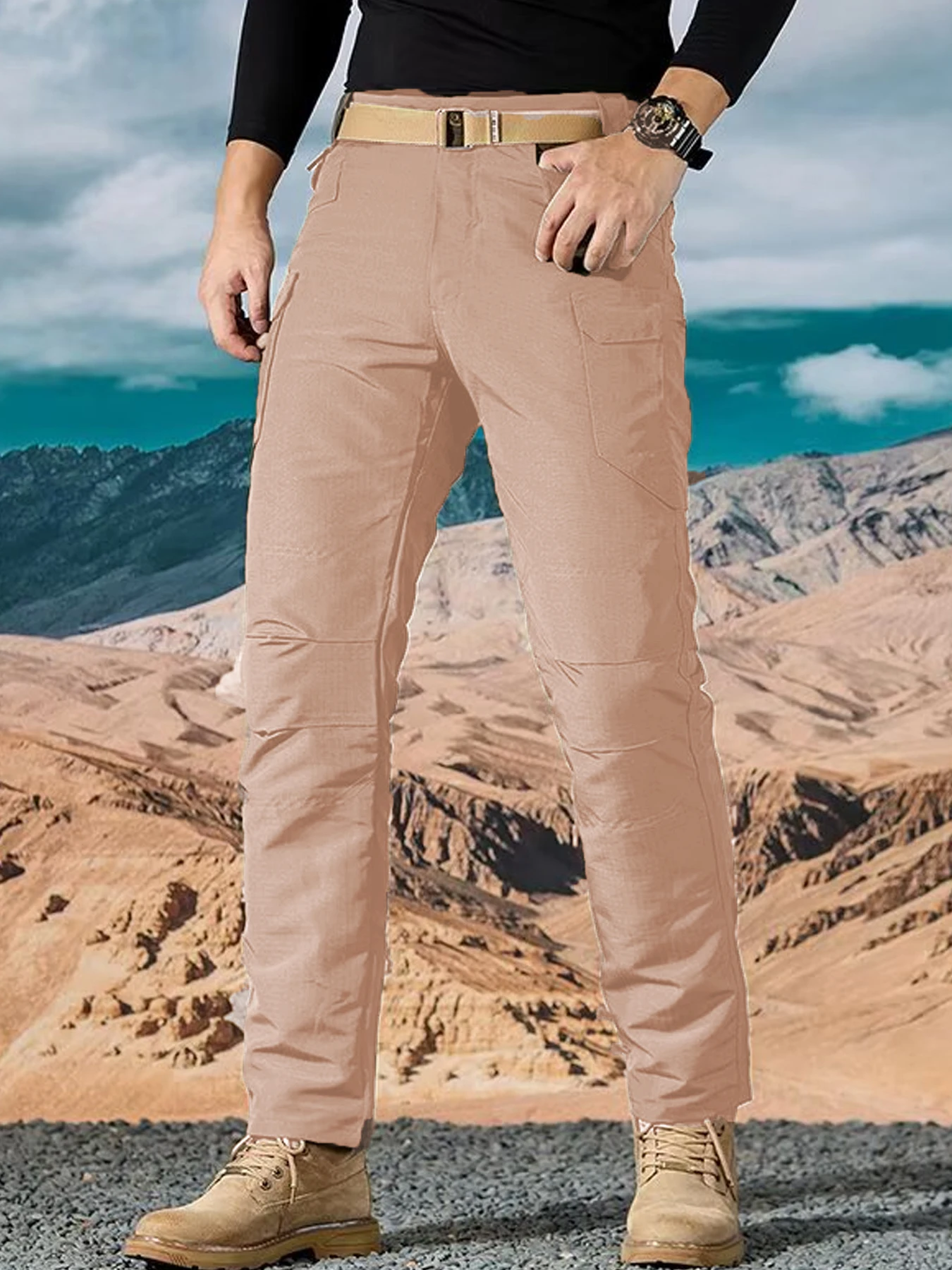 

Men's high-quality lightweight tactical work pants - tear resistant all season hiking pants with multiple pockets