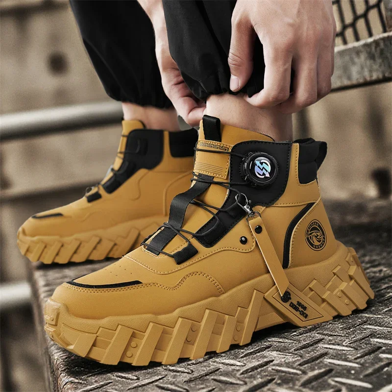 Homens caminhadas ao ar livre sapatos botas táticas com alças para treinamento tiras à prova dwaterproof água respirável motocicleta zapatillas masculino