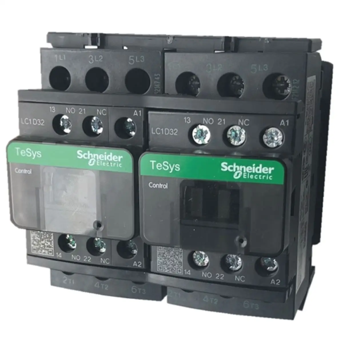 

Реверсивный контактор TeSys Deca - 3P(3 NO) LC2D32B7C = 2 * LC1D32B7C + LAD9V2