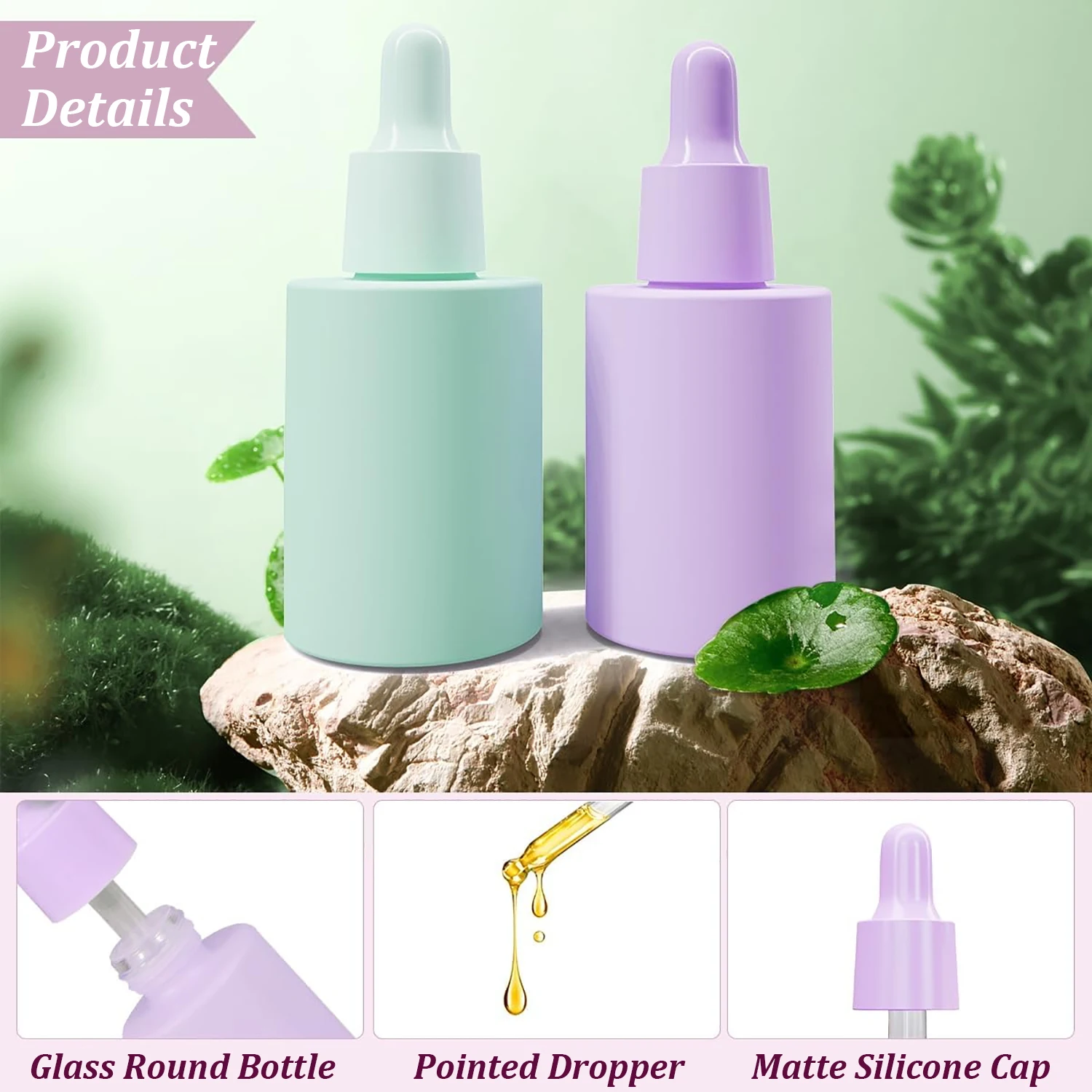 10PCS 30ml Dropper Bottles Macaron Colored Glass Container Mini Travel Essentials Bottle With Glass Drop Pipettes Cap Refillable