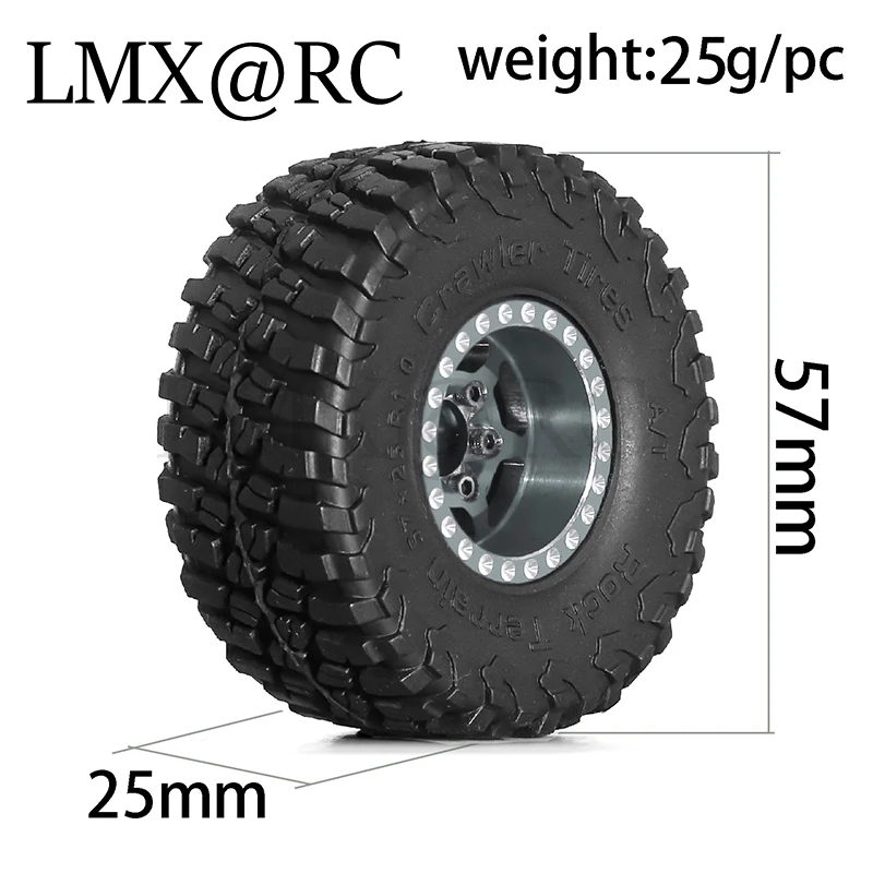 4 Stuks 57Mm 1.0 "Metalen Beadlock Wiel Bandenset Voor 1/18 1/24 Rc Crawler Auto Trx 4M Scx24 Ax24 Fcx24 Upgrade Onderdelen Accessoires