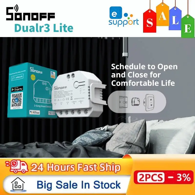 NEW SONOFF Dual-r3 Lite MINI Smart Switch 2 Gang Dual Relay Module Power Meter Work With EWeLink Alexa Alice Smartthings google