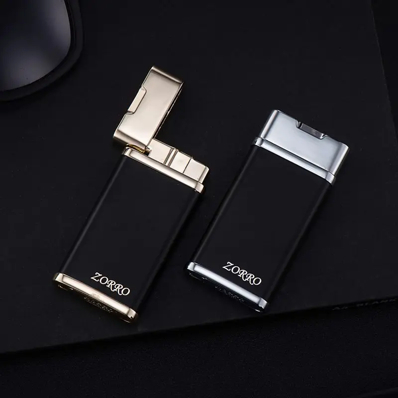 ZORRO Flame Ultra Thin High End Cigarette Gas Lighter Unusual Creative Metal  Torch Turbo Windproof Blue Butane Cigar Lighters