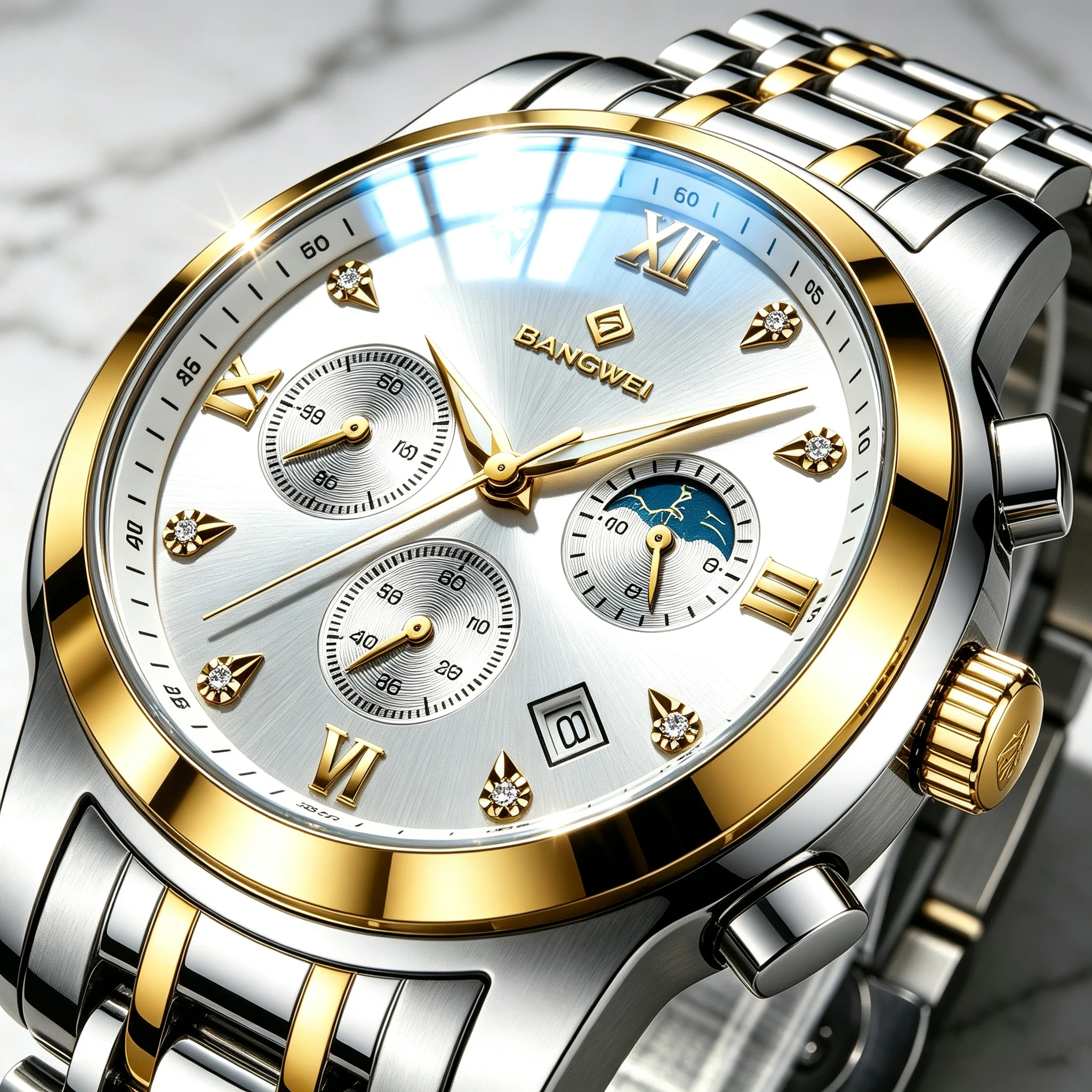 LIGE Mens Watches Top Luxury Chronograph Waterproof Quartz Watch for Men Moon Phase Luminous Mens Wristwatches Relojes Hombre