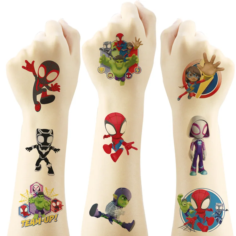 6 Stuks Spiderman En Zijn Geweldige Vrienden Stickers Waterdichte Leuke Anime Sticker Verjaardagsfeestje Benodigdheden Decoratie Kids Cadeau