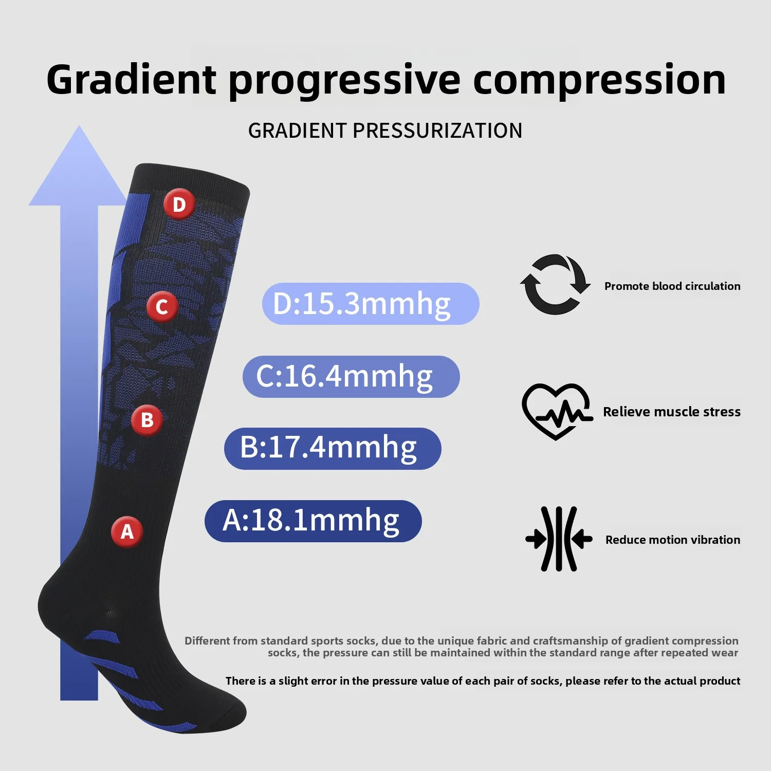زوج واحد من الجوارب الرياضية الضاغطة للنساء والرجال - جوارب دعم ربلة الساق لتشغيل الممرضات والطيران والدورة الدموية الرياضية