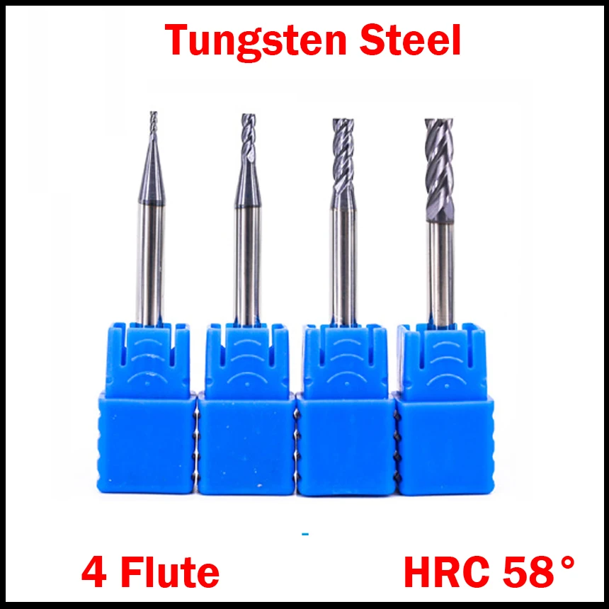 

10mm 12mm Cutting Edge Diamter R0.5 R1 HRC58 4 Flute Solid Carbide CNC Router Tool R Corner Rounding End Mill Milling Cutter