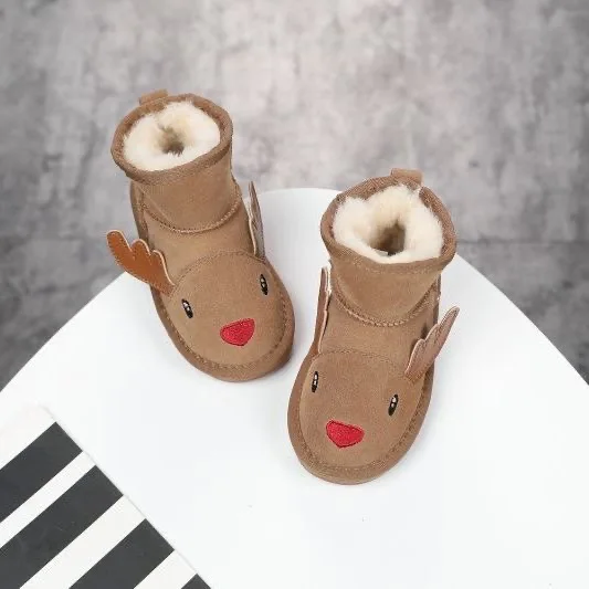 In 2022, China\'s Newest Real Leather Sheepskin And Sure Fur Quality Shoes , 100% Pure Wool Children\'s Snow Boots