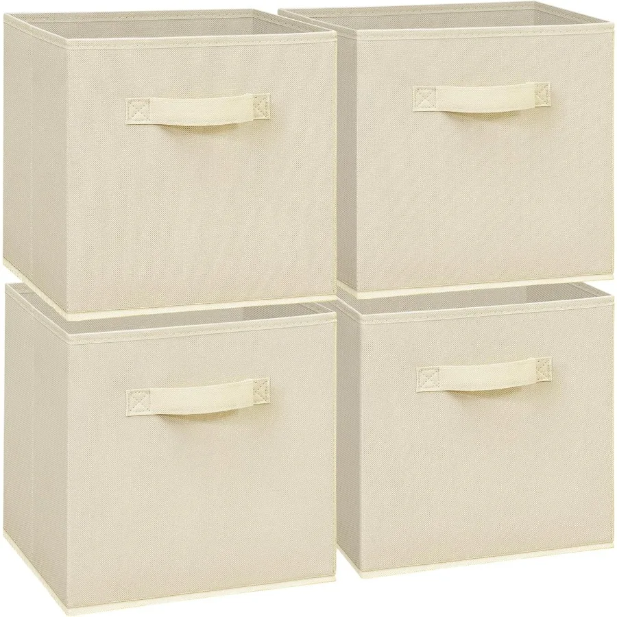 

11x11 Storage Bins Set of 4 Storage Cubes Collapsible Cube Storage Box Fabric Closet Organizers with Handles for Home Office Cl