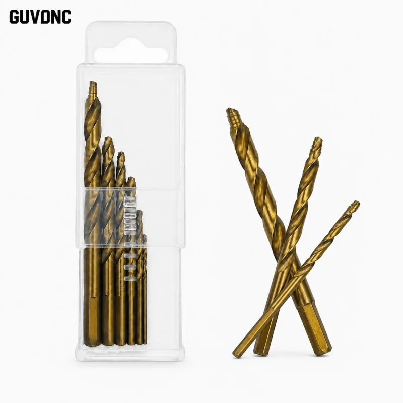 High Speed Steel Step Twist Drill Bits Kit, Reinforced Flute Anti-break Drill for Stainless Steel, Plastic & Wood DIY Drilling