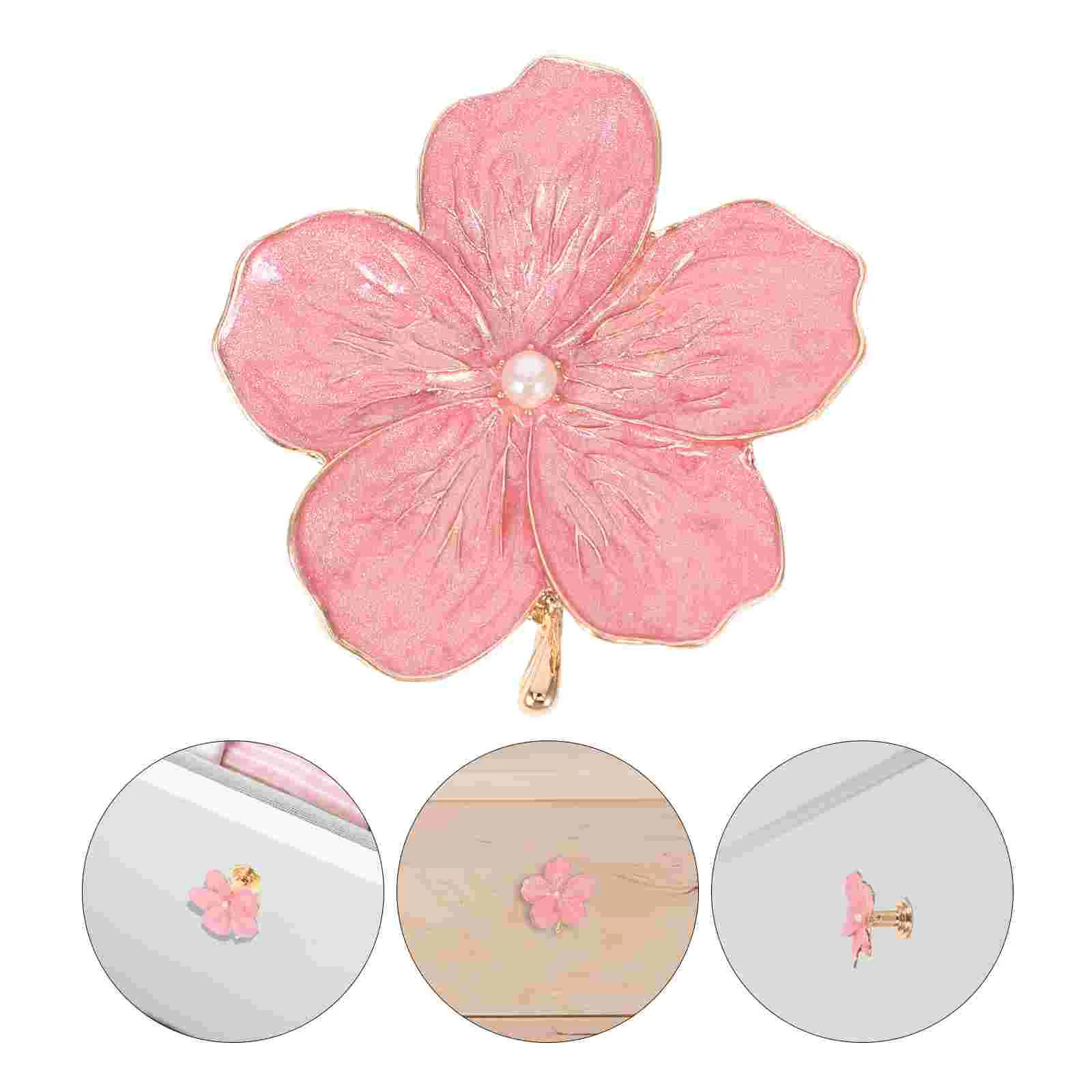 Five Petal Flower Handle Drawer Knobs Furniture Pink Zinc Alloy for Kitchen Cabinets Dressers