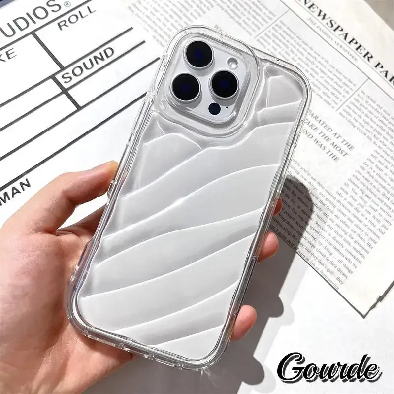 

Gourde Fashion Simple Protect Silicone Casing Clear Wavy Soft TPU Case for Iphone 11 Pro Max 15 12 13 14 16 Pro 7 8 Plus X XS XR