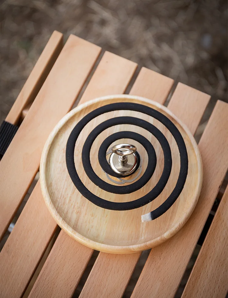 Outdoor Camping Mosquito Coil Tray Holder Solid Wood Magnetic Home Insect Repellent Anti-fire Sandalwood Incense Burner Rack