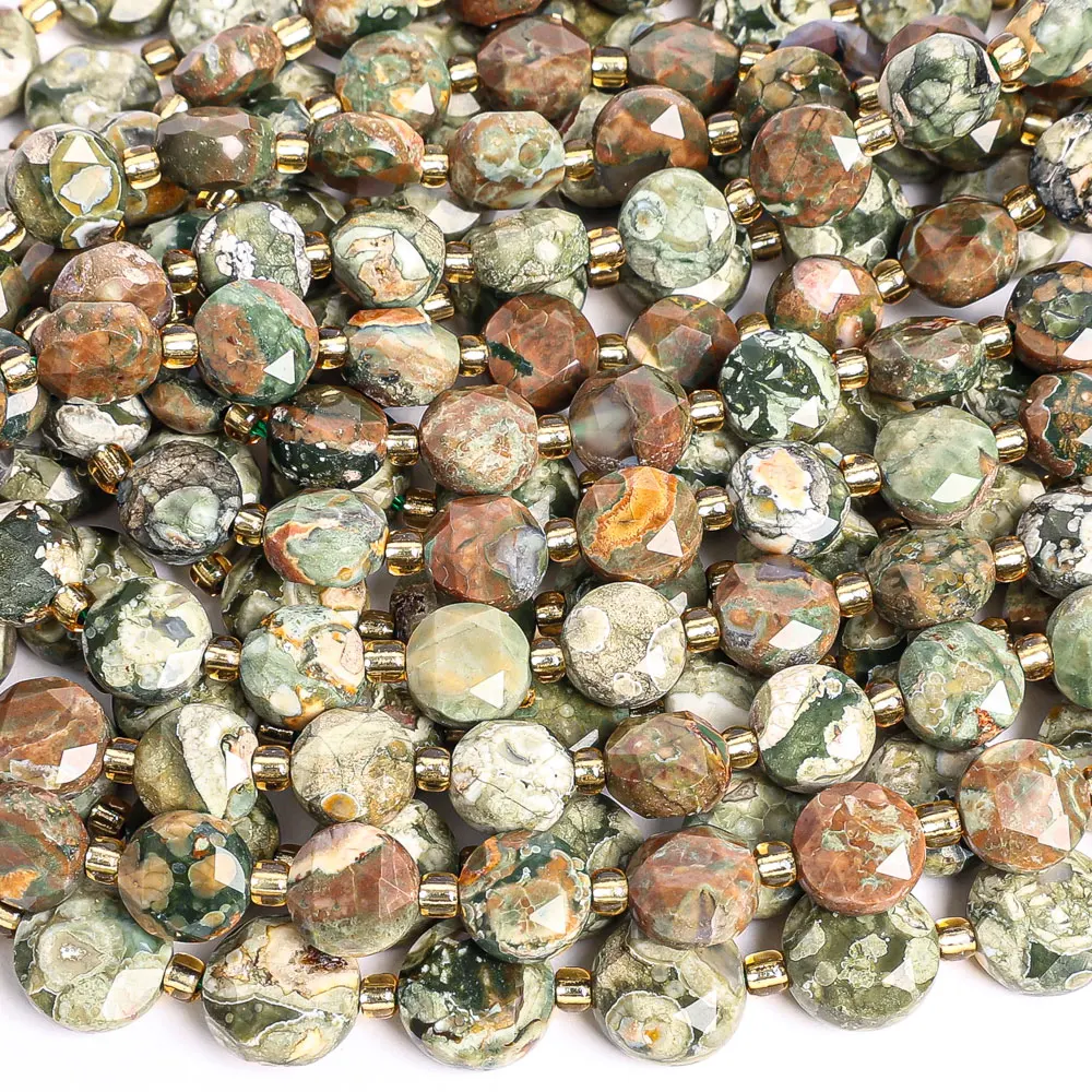SPARROW STONE NATURAL STONE BEADS GREEN FACETED ROUND GEMSTONE LOOSE BEADS FOR DIY JEWELRY MAKING BRACELET NECKLACE ACCESSORIES