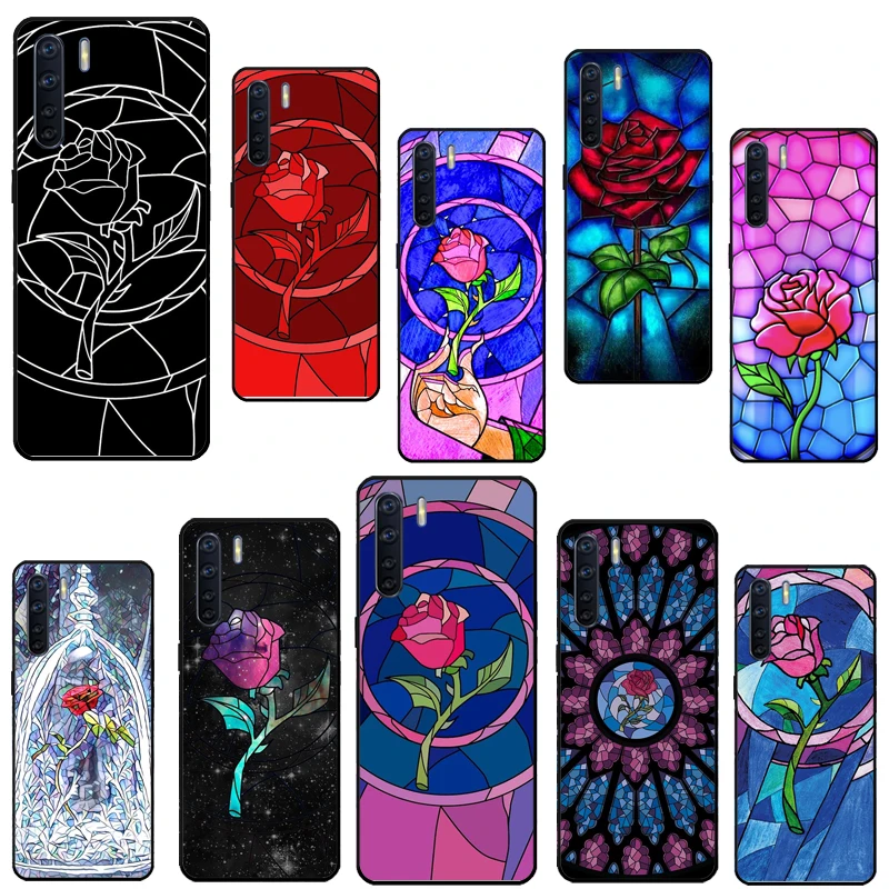 Stained Glass Rose Galaxys Case For OPPO A96 A76 A16 A94 A74 A54 A77 A17 A16 A52 A72 A91 A93 A5 A9 A31 A53 A57s Cover