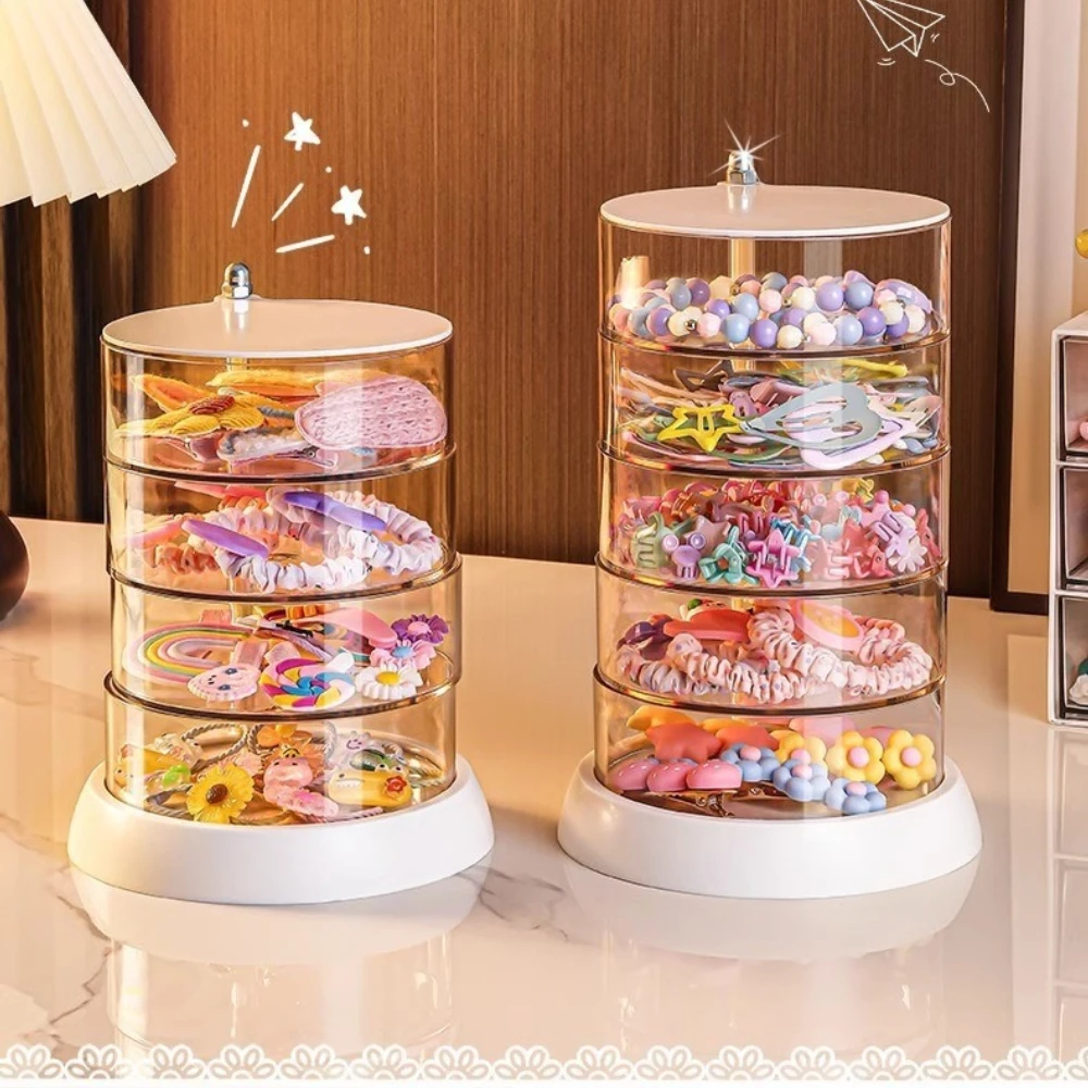 360 Rotating Jewelry Organizer Box Multi-layer Clear Dust-proof Hair Accessories Storage Case Earring Necklace Display Stand