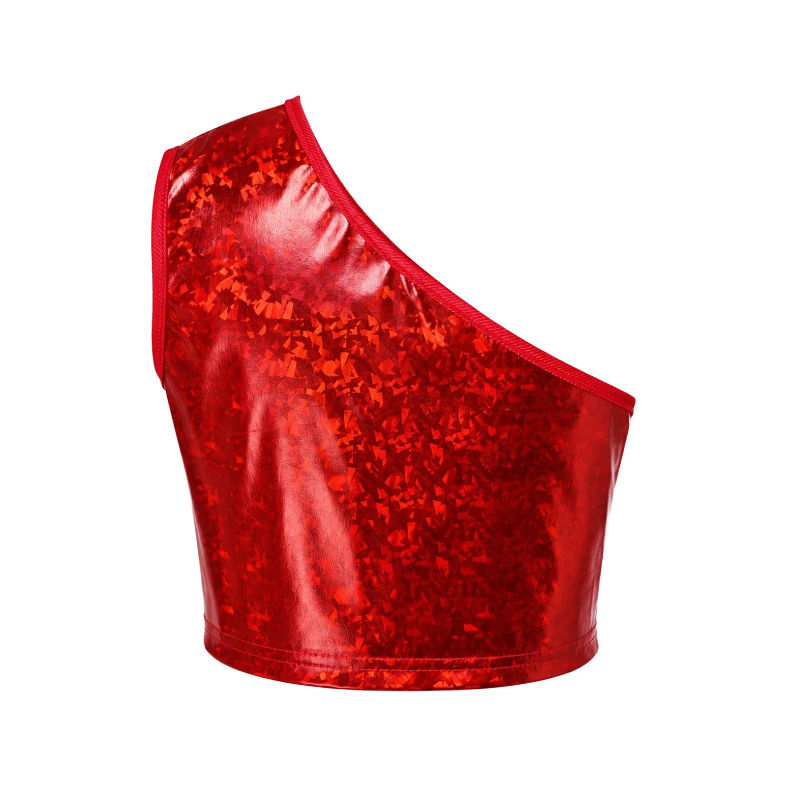 Kinder Jungen Ärmelloses Glänzendes Crop-Top Mädchen Hip-Hop Jazz-Tanz-Oberteil Einschultriges Metallic-Crop-Top Jazz-Tanz-Auftrittskostüm – Detail 27
