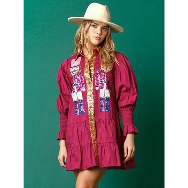 Costume da donna Schiaccianoci Camicia Abito da vacanza Babbo Natale Felpa Maglione Mini abito