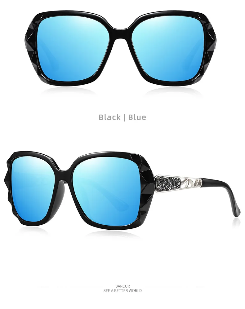 BARCUR Leichte, luxuriöse und elegante Sonnenbrille im Urlaubsstil mit großer Rahmendekoration, Gesichtsform, UV-Schutz – Detail 16