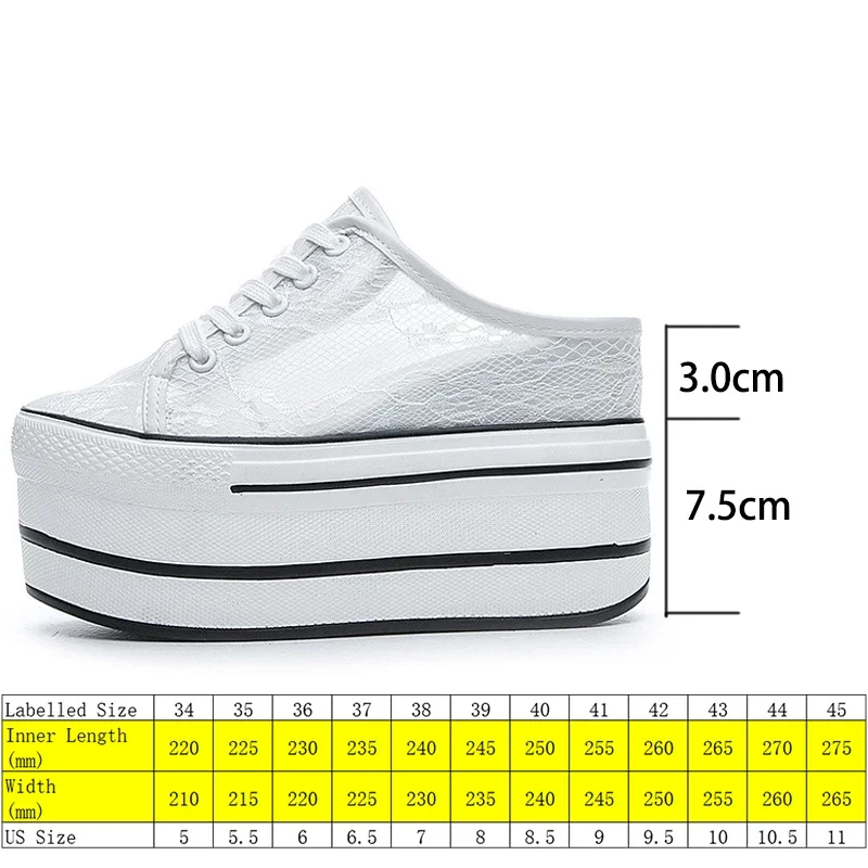 Fujin 10.5cm Platform Wedge Mesh White Shoes Slippers Women Summer Slippers Women Fashion Sneakers Mules Shoes Slip On Sandals