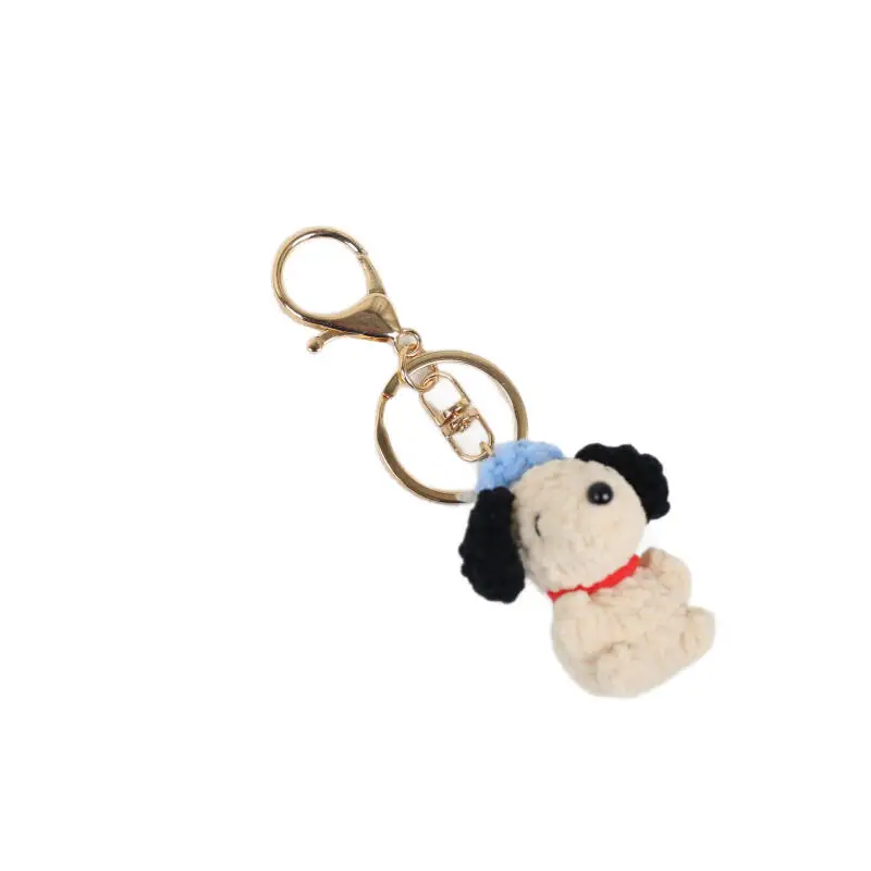 Cute Crochet Snoopy Keychain Soft Plush Bag Pendant Creative Exquisite Decor Gift for Women Backpack Handbag Daily Decor