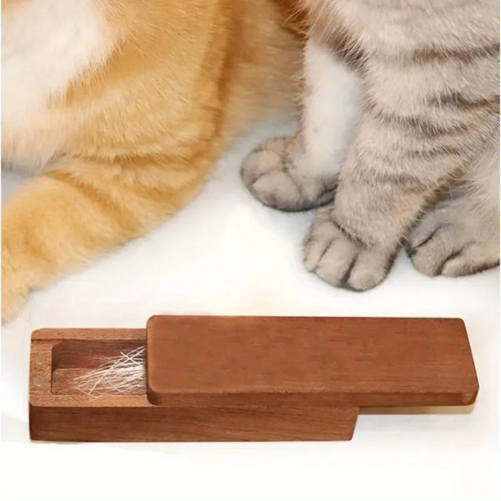 

Solid Wood Cat Hair Memorial Box Durable Commemorative Pet Ashes Box Dustproof Handcrafted Cat Hair Sealed Container