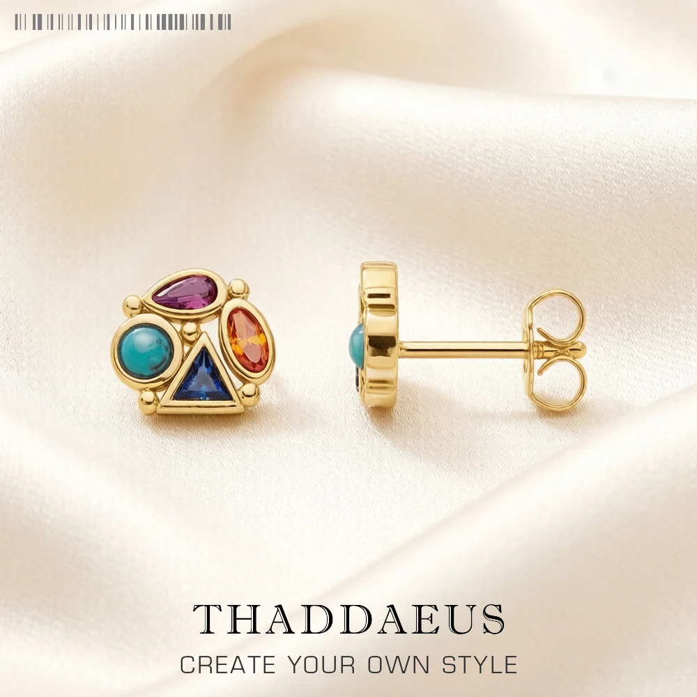 Ear Studs Colours in Paradisiacal Europe Bohemia Jewerly For Women New Gift In 925 Sterling Silver